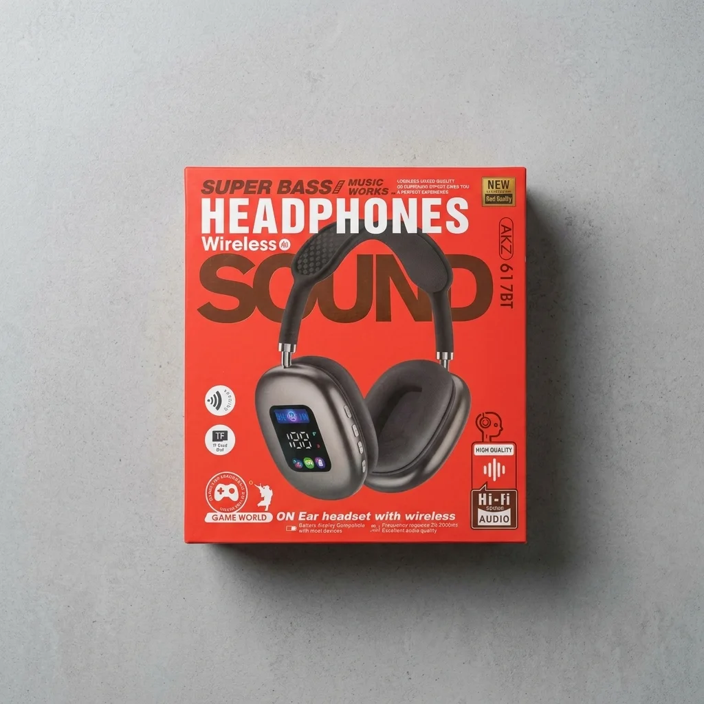 هيدفون بلوتوث AKZ-617BT اللاسلكي بشاشة عرض - Super Bass Hi-Fi