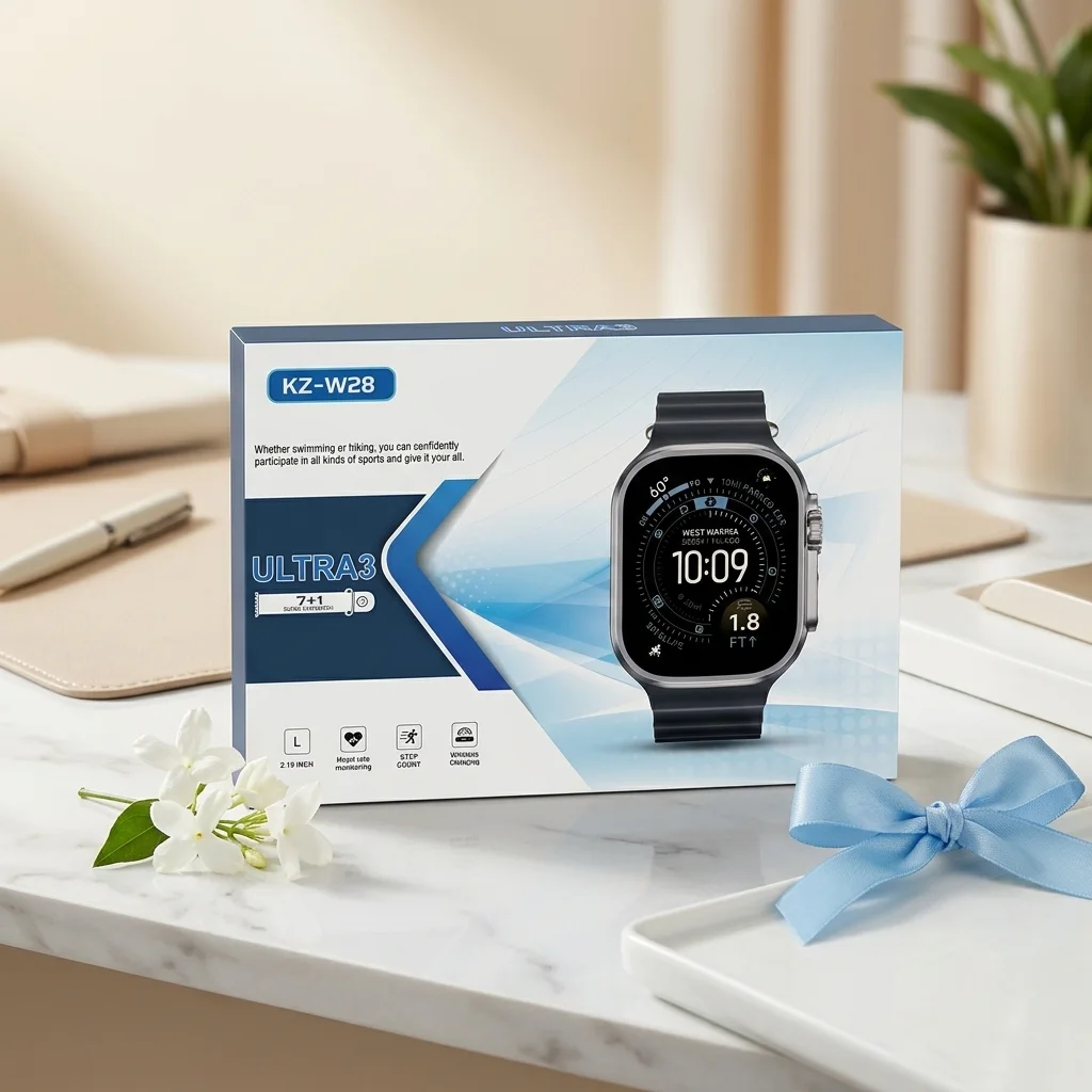 ساعة سمارت واتش KZ-W28 Ultra 3 الذكية - شاشة 2.19 مع شحن لاسلكي