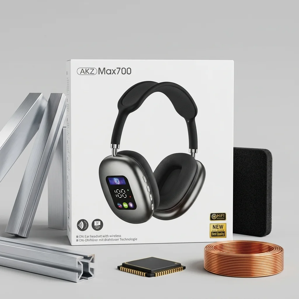 هيدفون بلوتوث AKZ Max700 اللاسلكي بشاشة عرض - Hi-Fi