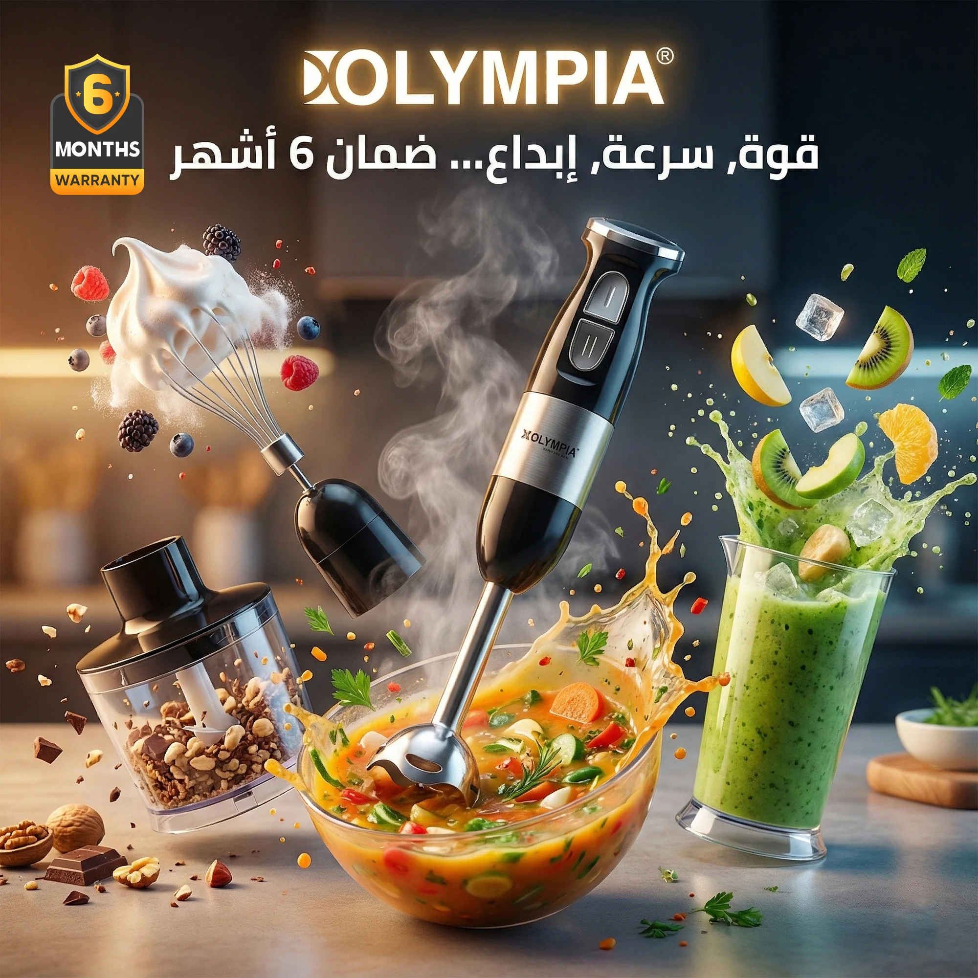 محضرة طعام ضمان 6 أِشهر ( هاند بلندر 4 في 1 )