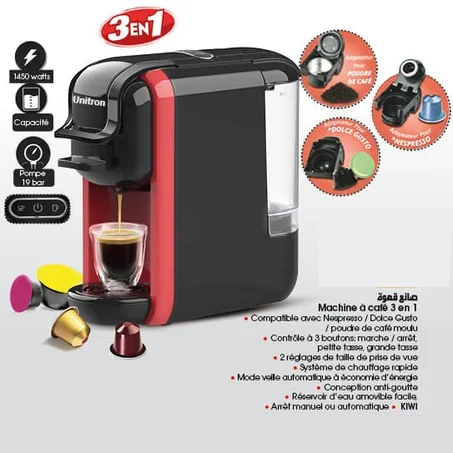 machine a café 3 en 1 qualité Européenne 19 bars  de la marque UNITRON