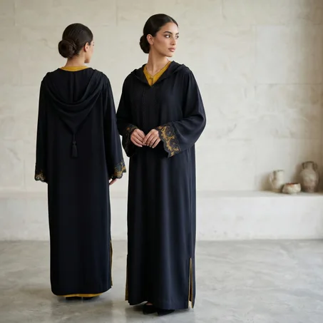 طقم "الرقيّ الهادئ": جلابة مخمل فاخرة بخياطة يدوية متقنة ✨