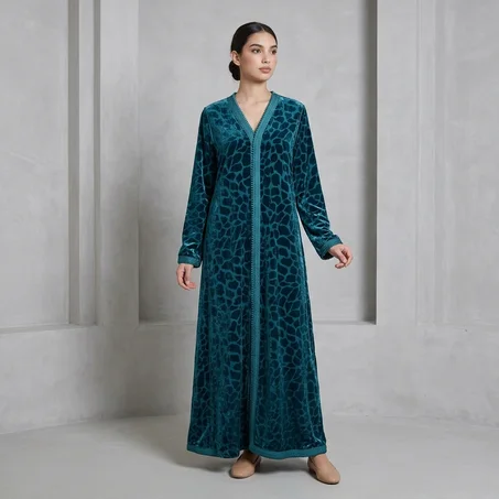 جلابة "أنيمال برينت" الفخمة: لمسة عصرية بخياطة مخملية راقية 🐆✨