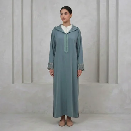 جلابة "الأناقة الخالدة": كريب رويال فاخر بخياطة يدوية أصيلة 👑 ​الوصف البيعي: