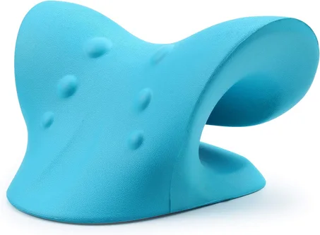 Relajador de cuello y hombros RESTCLOUD, dispositivo de tracción cervical para alivio del dolor TMJ y alineación de la columna cervical, almohada quiropráctica para el cuello (azul)