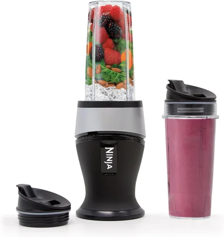 Ninja - Licuadora personal para batidos, licuados, preparación de alimentos y licuar alimentos congelados, con base de 700 vatios y (2) tazas de 16 onzas con tapas de boquilla
