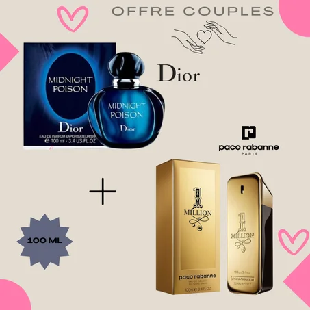 Offre Duo Couples Midnight Poison Dior + 1 Million Paco rabanne 100ml