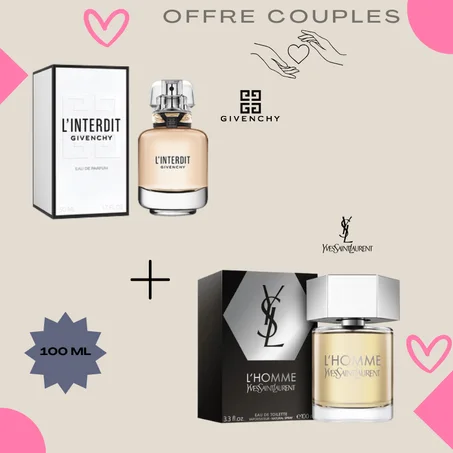 Offre Duo Couples L'interdit Givenchy + L'homme Yves Saint Laurent 100ml