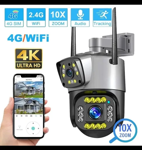 كاميرا مراقبة خارجية لاسلكية بالطاقة الشمسية متحركة 4g