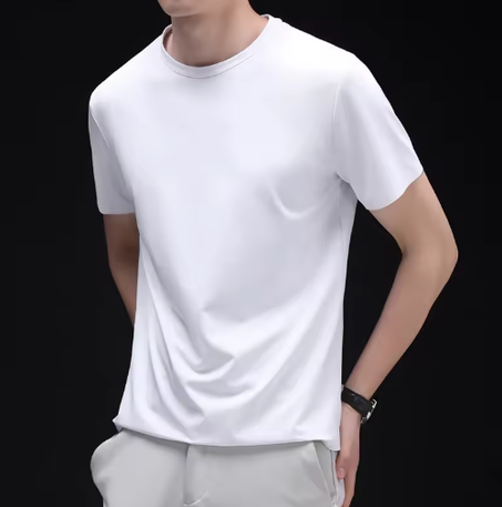 تي شيرت رجالي صيفي بأكمام قصيرة من حرير توت جديد وعالي الجودة، بألوان خالصة، تصميم عصري يناسب جميع الأعمار