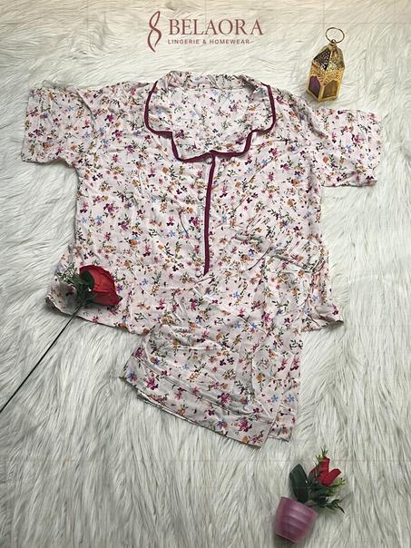 🌷 Pyjama Satin Classique Fleuri