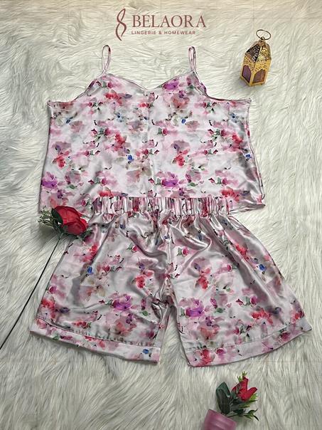 Pyjama Fleuri Femme - Satin Imprimé