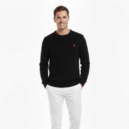 Tricot Ralph Lauren à torsades avec un col rond