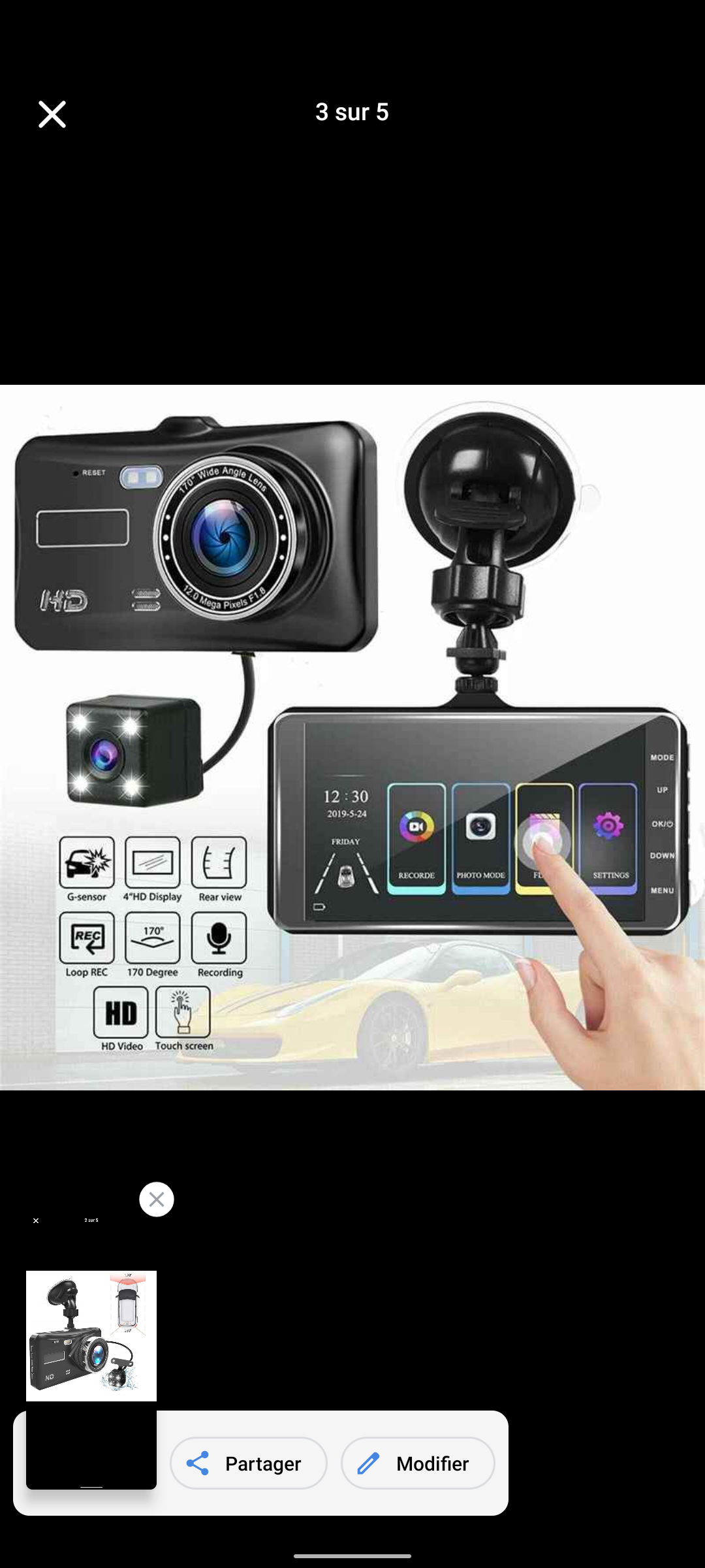 Caméra de Voiture Full HD 1296P