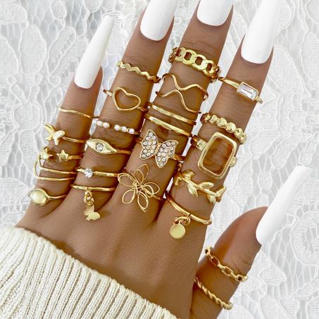 Elégance bohème ensemble de 23 bagues