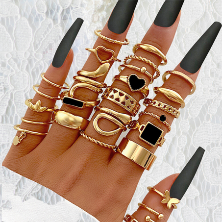 Bague de soirée élégante ensemble 27 bagues