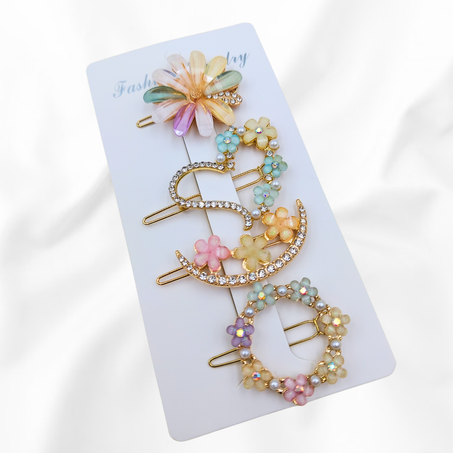 Ensemble Charme Floral 4 pinces