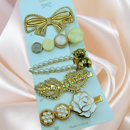 Pack 5 Élégance raffinée : Des barrettes à cheveux pour toutes les occasions.