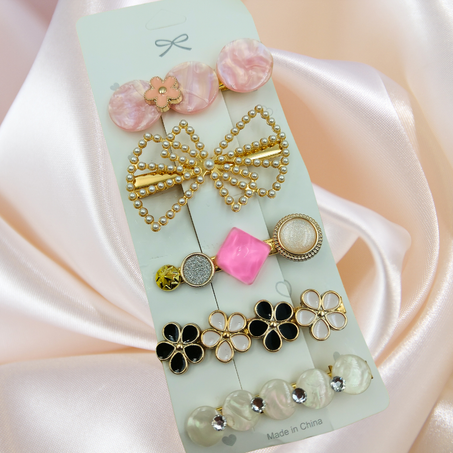 Pack de 5 Barrettes à Fleur Élégantes