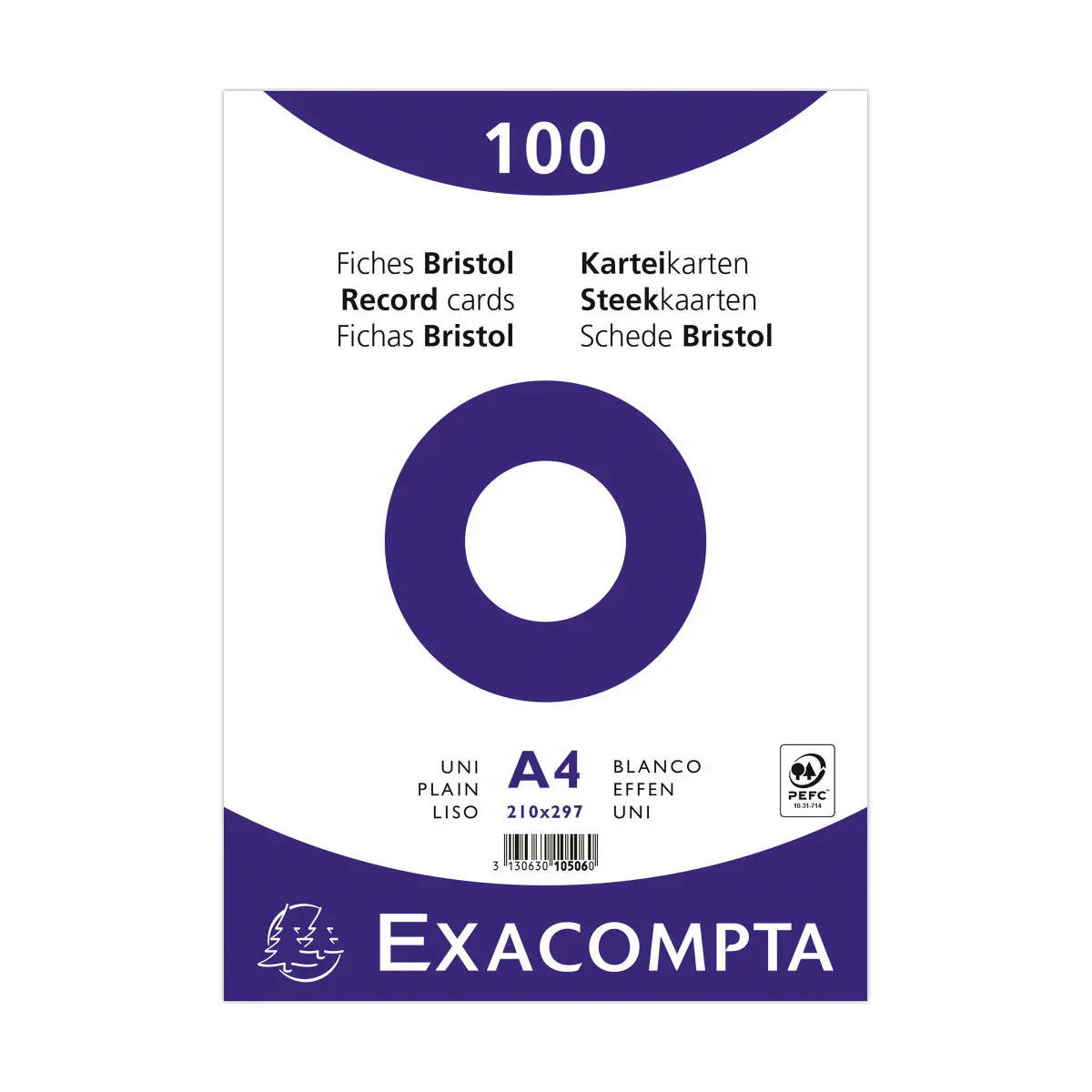 100 FICHES BRISTOL A4 BLANCHES