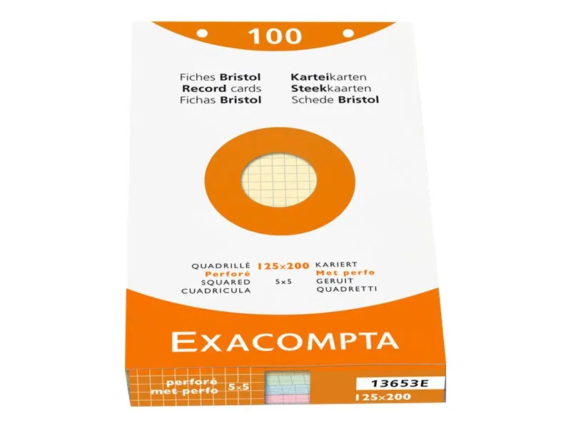 100 FICHES DE BRISTOL JAUNE EXACOMPTA PETIT CARREAUX FORMAT 125X200