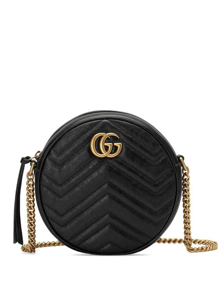 GUCCI GG Marmont Mini Leather Round Shoulder Bag