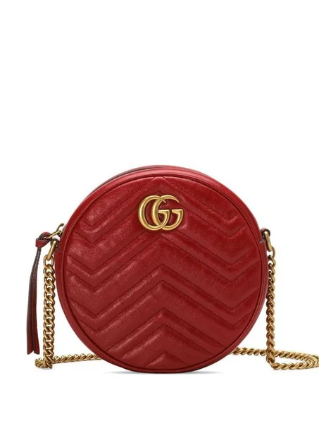 GUCCI GG Marmont Mini Leather Round Shoulder Bag