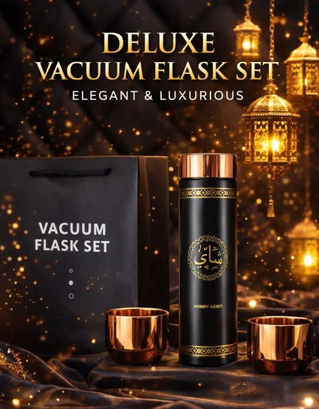 طقم ترمس فاخر مع أكواب – تصميم أنيق