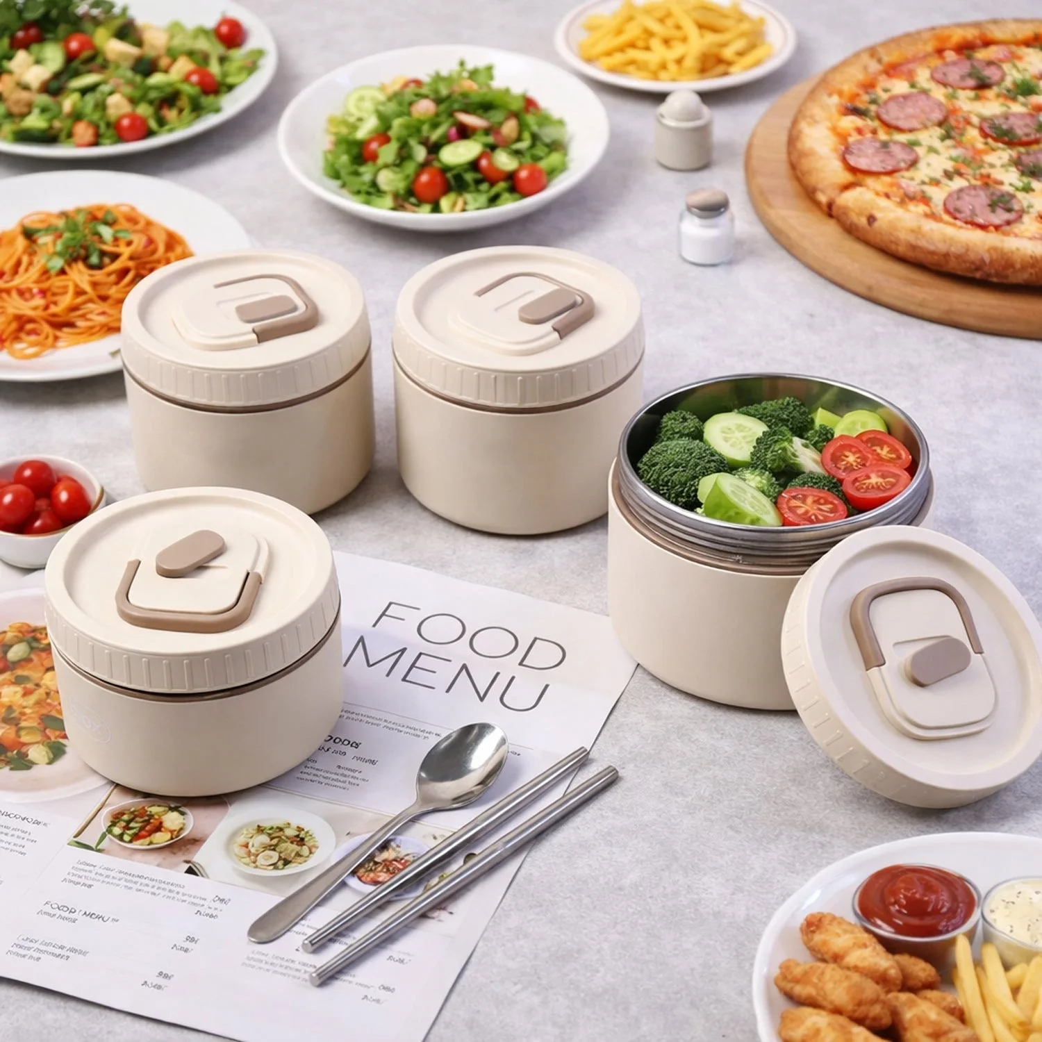 صندوق غداء حراري مع حقيبة محمولة