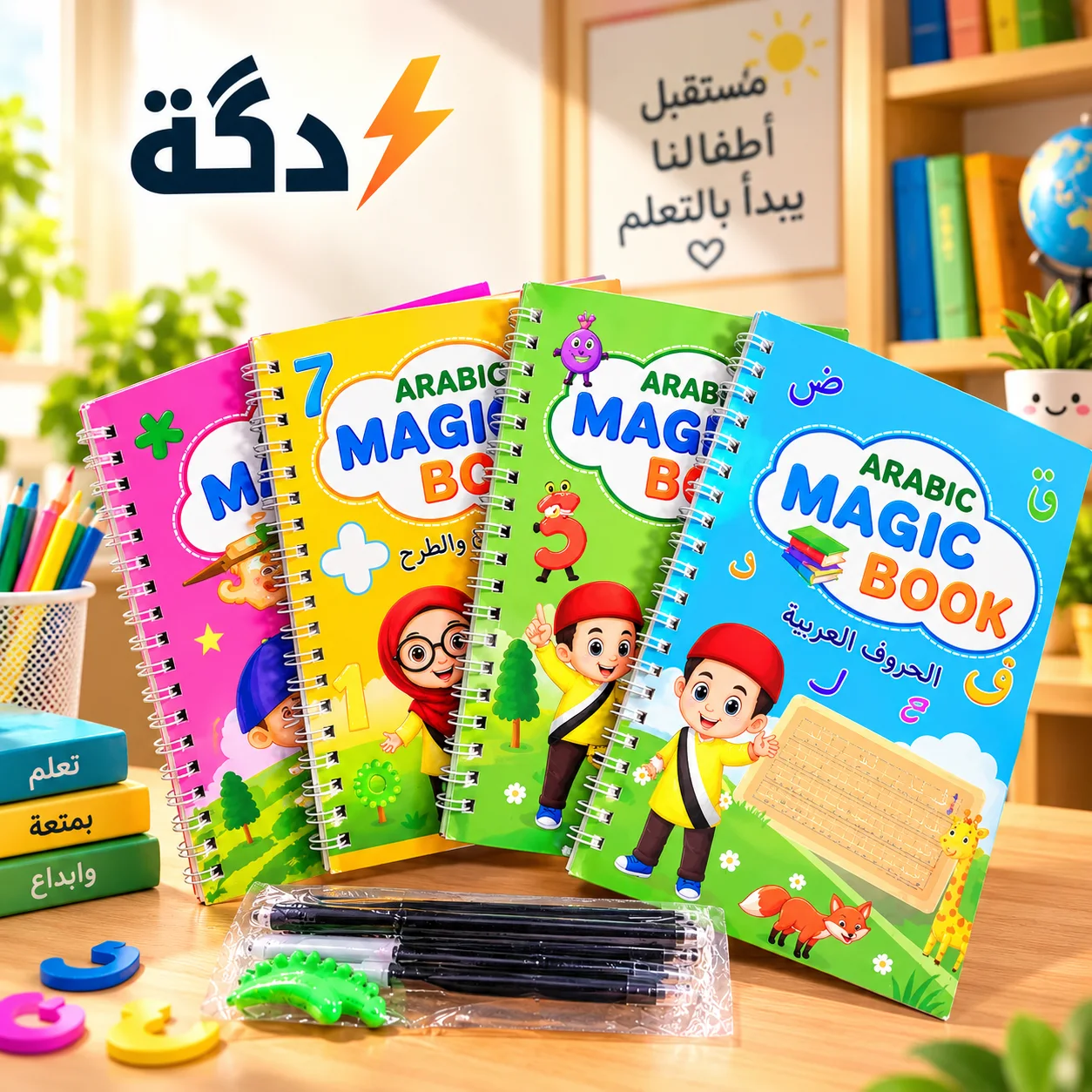 المجموعة السحرية المتكاملة لتأسيس وتحسين خط الأطفال ✍️ (تختفي الكتابة تلقائياً)