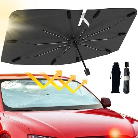 مظلة السيارة الذكية 2×1 🚗☀️ عزل حرارة 50° + فتحة المرآة المطورة