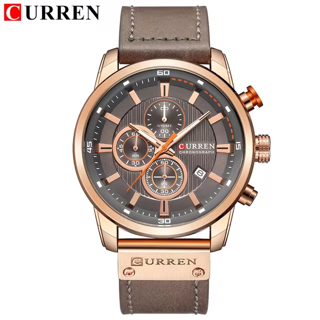 CURREN Watch for Men Japan Quartz Movement Leather Strap