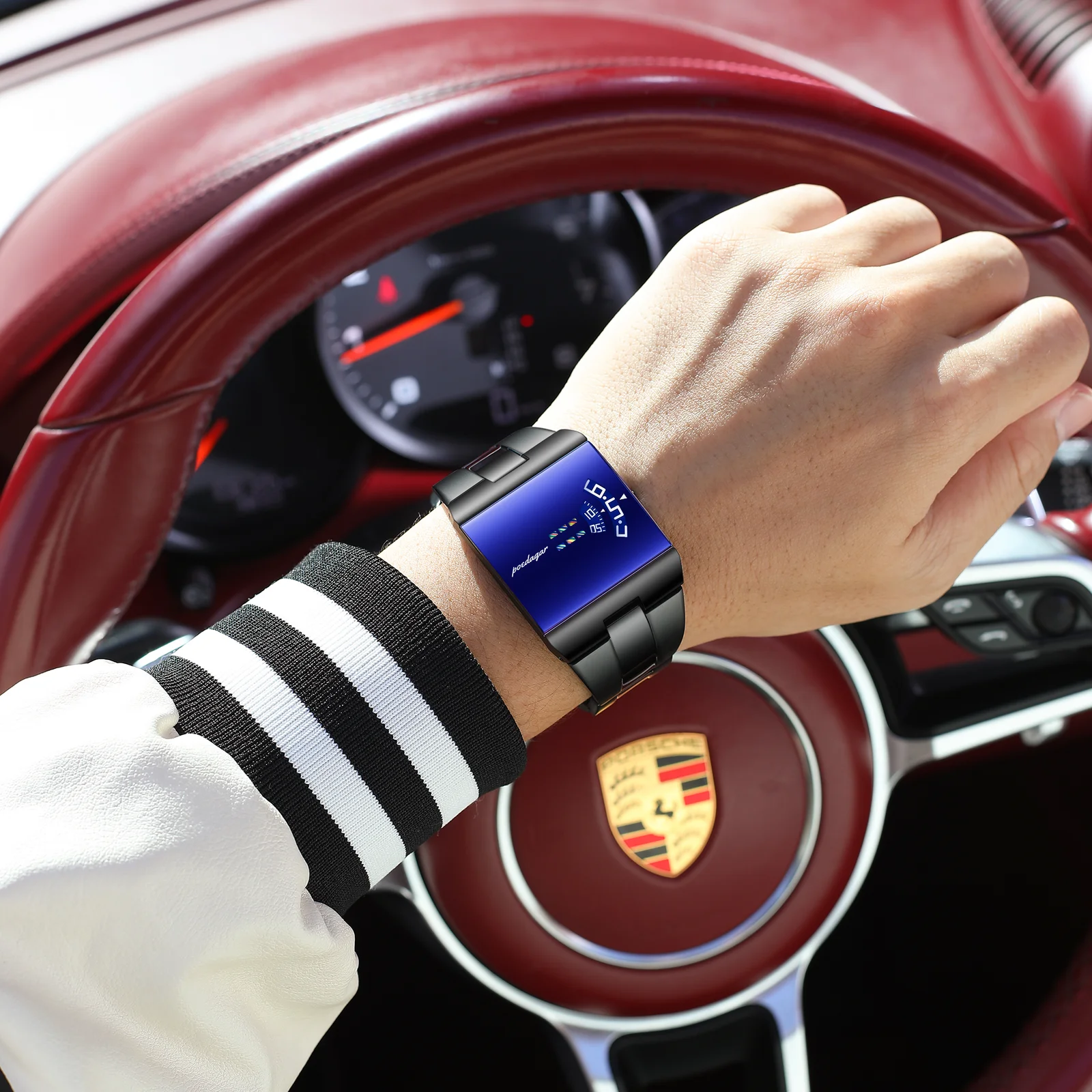 POEDAGAR 857 Top Rectangle Original Men Watch Waterproof Fashion Man Wristwatch Stainless Steel Quartz Sport Men’s Watches