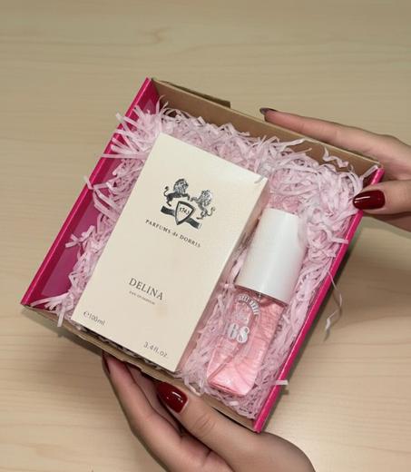 Parfum Delina + Brume corporelle rose 68