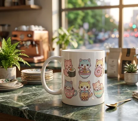 كوب القطط اللطيفة وعشاق الطعام 🐱✨
