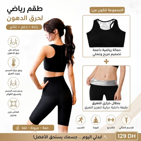 Combinaison sauna, débardeur + shortبدلة ساونا ، صدرية + بنطلون قصير بخصر مرتفع