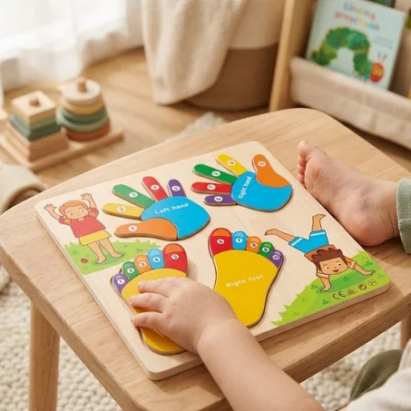 بازل أرقام اليدين والقدمين الخشبي التعليمي