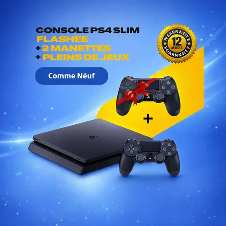 Sony Console Ps4 Slim 500Gb + 2 Manettes - Occasion