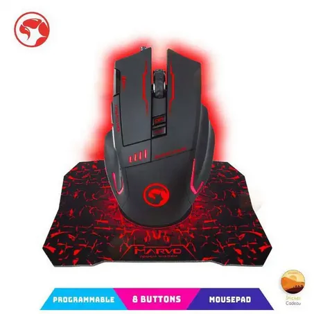 souris gamer 7200 dpi G909 et tapis de souris gaming ; 7 200 DPI ; ergonomique et confortable,