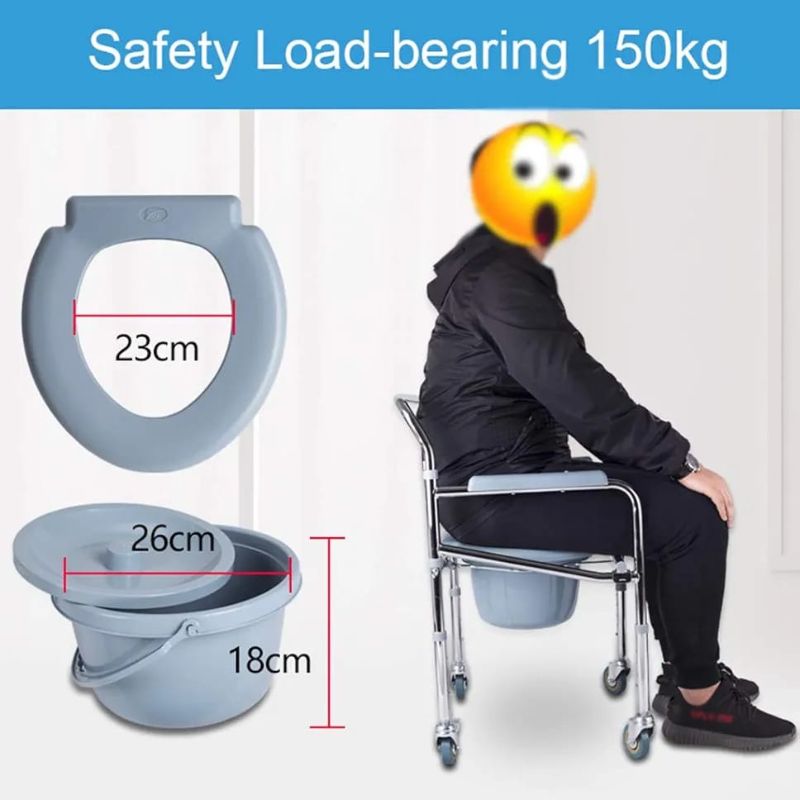 Chaise Percée Médicale à Accoudoirs Amovibles avec Roulettes