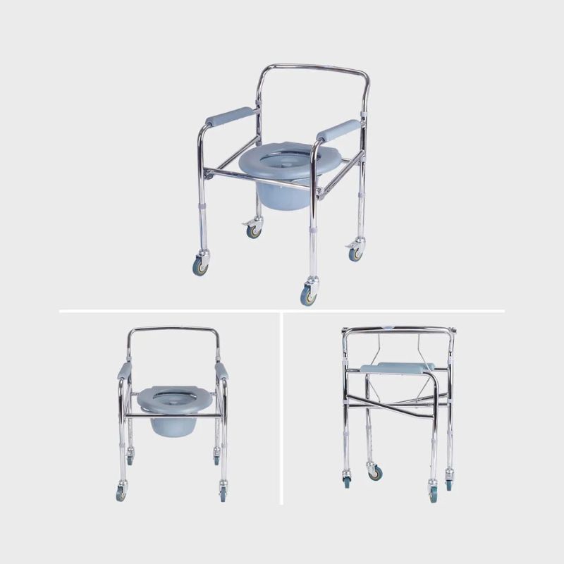 Chaise Percée Médicale à Accoudoirs Amovibles avec Roulettes