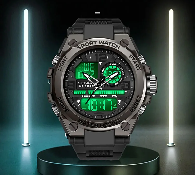 Montre Numérique Sport Rétro Antichoc - Minuterie, Alarme, Bracelet PU Réglable - Pour Hommes Et Activités Outdoor
