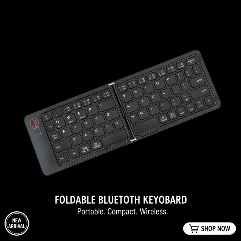 لوحة مفاتيح بلوتوث قابلة للطي - محمولة، صغيرة الحجم، ولاسلكية