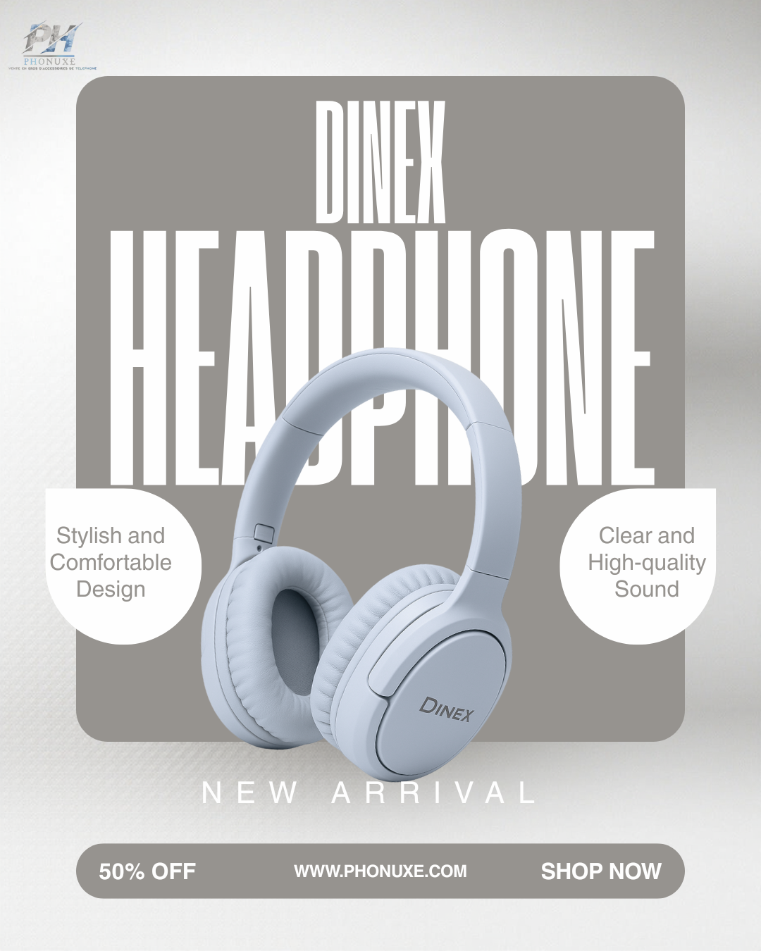 Dinex D6 Headworn Version 5.3 True Wireless Super Bass Earphone.