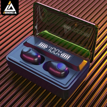 IBOGA Écouteurs Bluetooth 5.0 Affichage LED power bank 2000 mAh Gaming Music