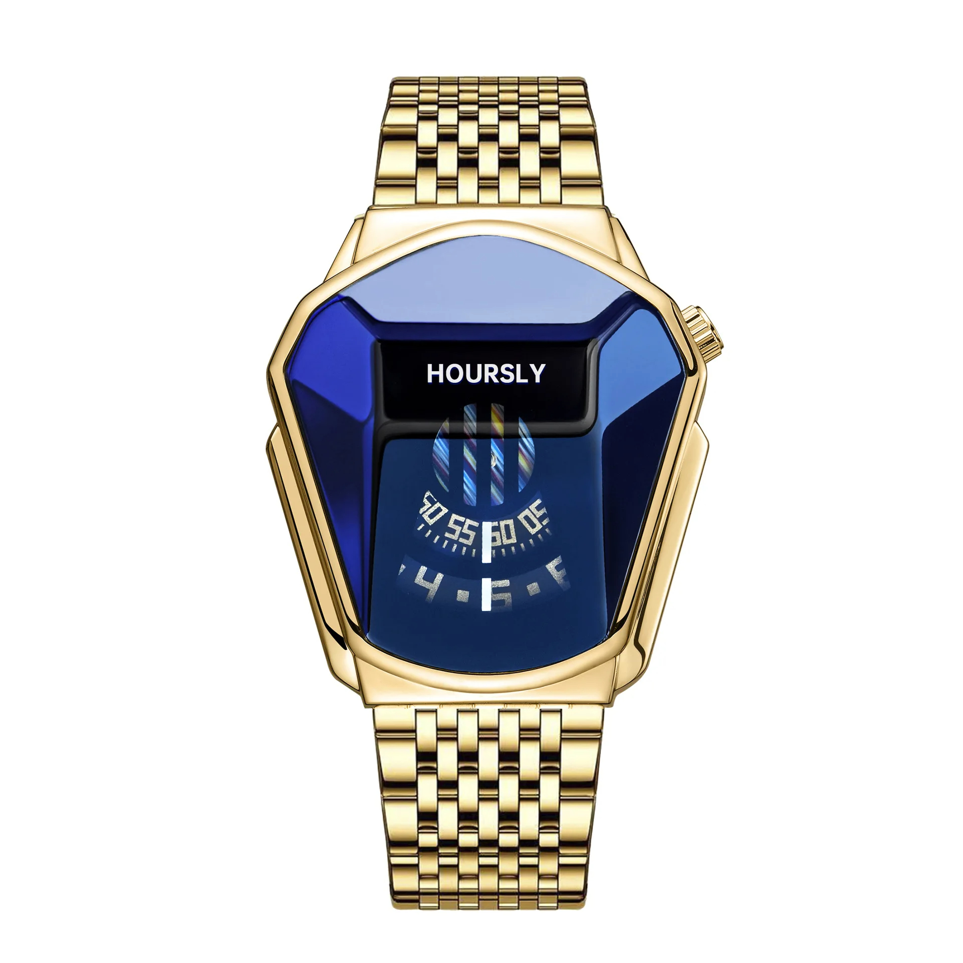 Hoursly Herren Quarzuhr – Wasserdicht, Motorrad-Stil, Trendiges Design, Goldfarben