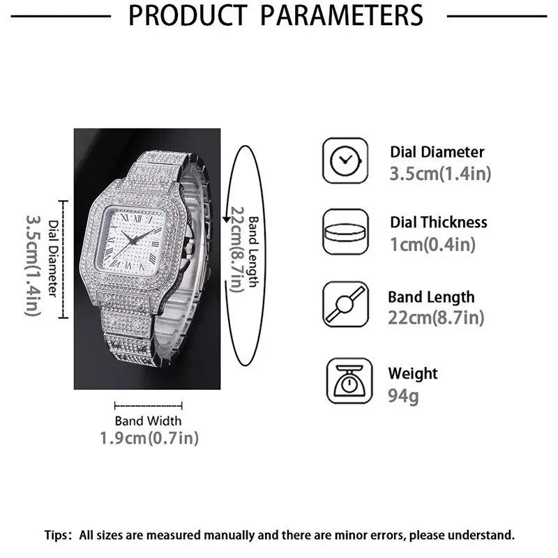 Luxus Weiß-Diamant-Uhren für Herren und Damen – Strass, Unisex, Neue 2025
