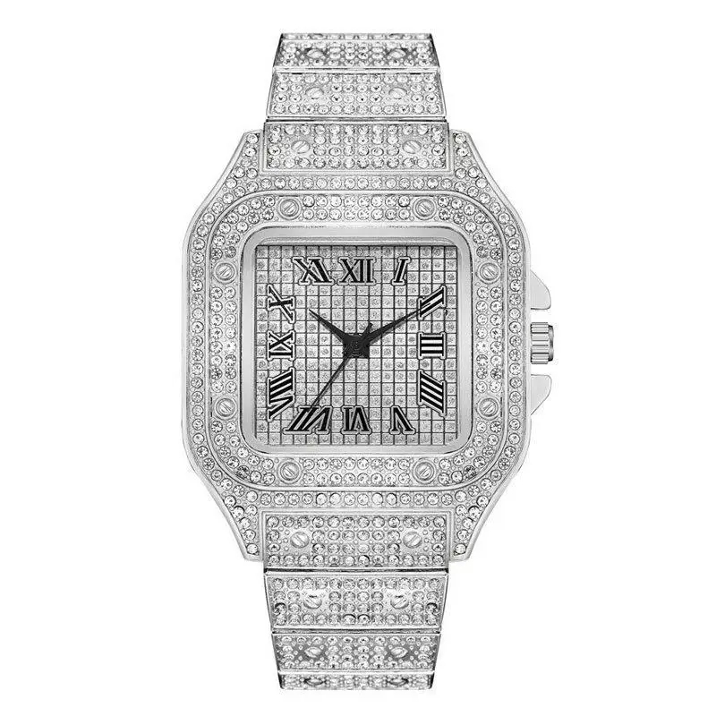 Luxus Weiß-Diamant-Uhren für Herren und Damen – Strass, Unisex, Neue 2025
