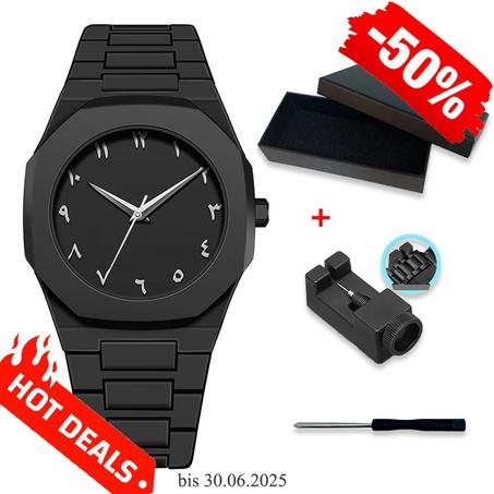 Arabische Armbanduhr Unisex – Edelstahl – Geschenkset mit Werkzeug – Modern & Elegant