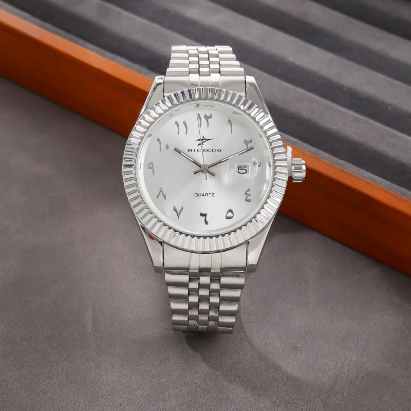 Ricecgo Herrenuhr – Elegante Quarz-Armbanduhr mit arabischen Ziffern und Datumsanzeige